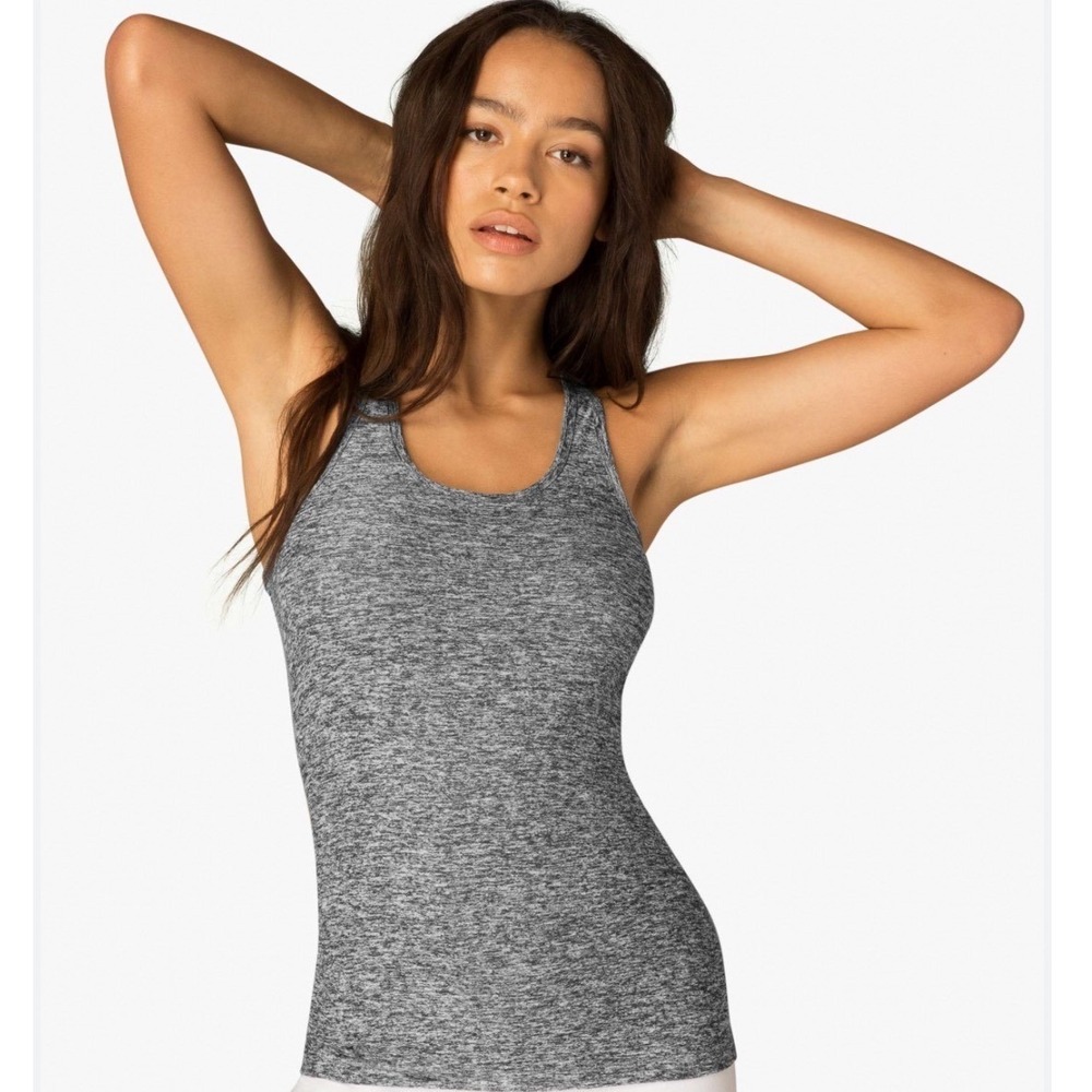 Beyond Yoga Space Dye Racerback Tank Top Gray Heathered Small High Neck Gym